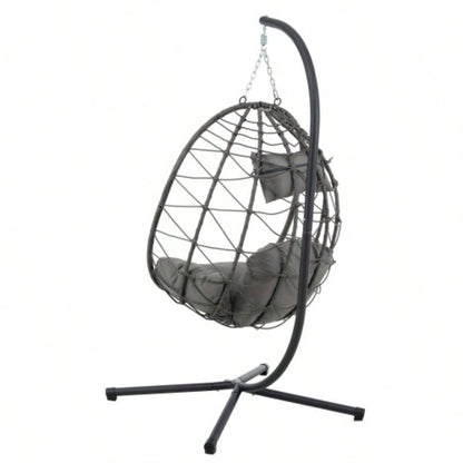 Chair with Stand Indoor Outdoor Swing Chair Patio Wicker Hanging Chair Hanging Basket Chair with Stand Bedroom Living Room Balcony