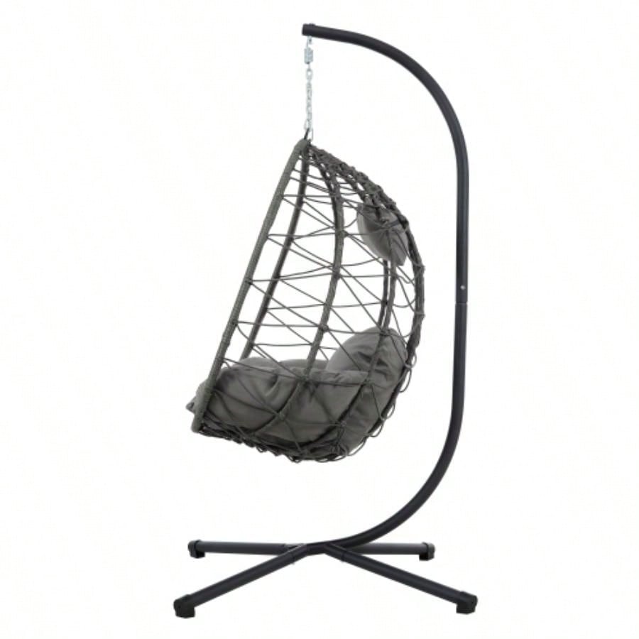 Chair with Stand Indoor Outdoor Swing Chair Patio Wicker Hanging Chair Hanging Basket Chair with Stand Bedroom Living Room Balcony