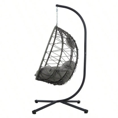 Chair with Stand Indoor Outdoor Swing Chair Patio Wicker Hanging Chair Hanging Basket Chair with Stand Bedroom Living Room Balcony
