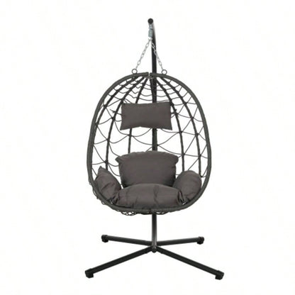 Chair with Stand Indoor Outdoor Swing Chair Patio Wicker Hanging Chair Hanging Basket Chair with Stand Bedroom Living Room Balcony