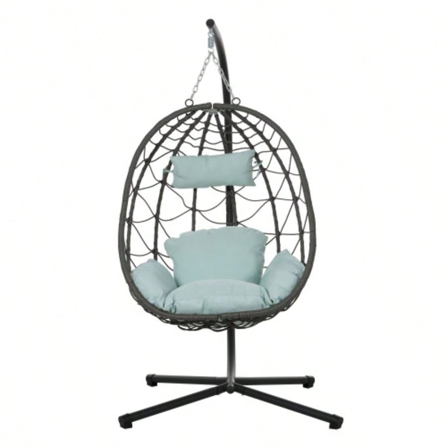 Chair with Stand Indoor Outdoor Swing Chair Patio Wicker Hanging Chair Hanging Basket Chair with Stand Bedroom Living Room Balcony