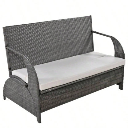 USTYLE 2 - in - 1 Convertible Picnic Upholstered Table, 57.1 Outdoor Loveseat, Portable Picnic Table Couch, Convertible To 4 Seats1 Table, Garden, Lawn, Backyard, Porch, Patio