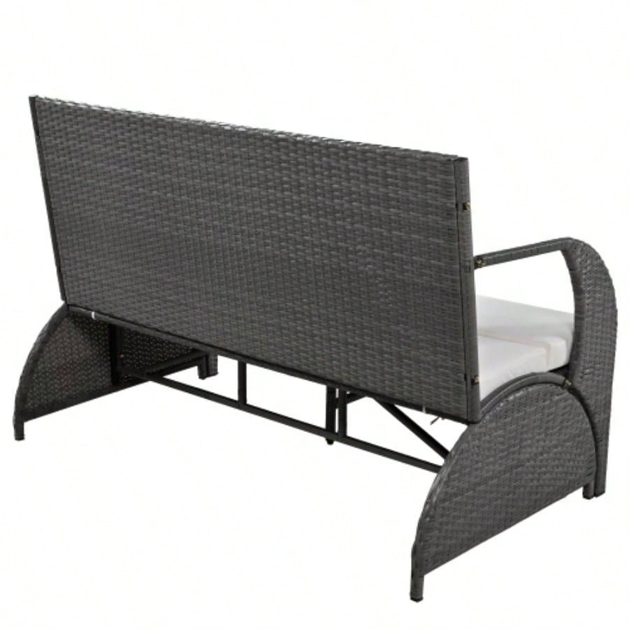 USTYLE 2 - in - 1 Convertible Picnic Upholstered Table, 57.1 Outdoor Loveseat, Portable Picnic Table Couch, Convertible To 4 Seats1 Table, Garden, Lawn, Backyard, Porch, Patio