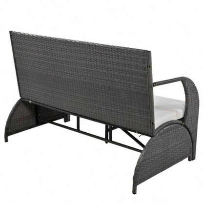 USTYLE 2 - in - 1 Convertible Picnic Upholstered Table, 57.1 Outdoor Loveseat, Portable Picnic Table Couch, Convertible To 4 Seats1 Table, Garden, Lawn, Backyard, Porch, Patio