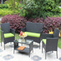4 PC Rattan Patio Furniture Set Outdoor Patio Cushioned Wicker Sofa green Cushion