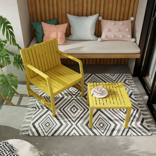 2 - Piece Indoor/Outdoor Furniture set 1 Chairs 1 Coffee Tables Waterproof PP Material - Easy Assembly Patio Conversation Set
