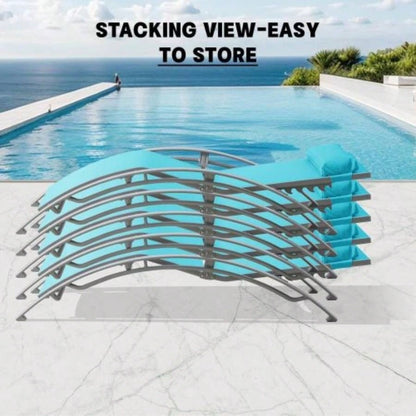 Pool Lounge Chairs Set of 3 - Lake Blue 2 Lounge Chairs+1 Table