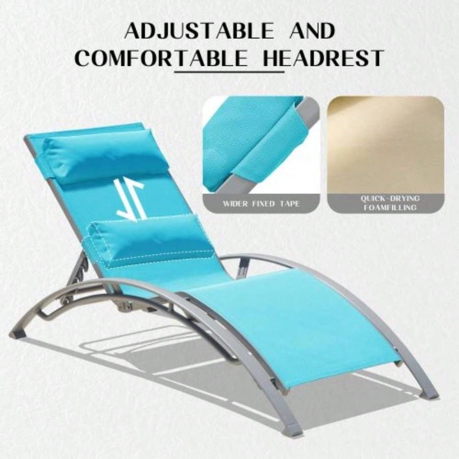 Pool Lounge Chairs Set of 3 - Lake Blue 2 Lounge Chairs+1 Table