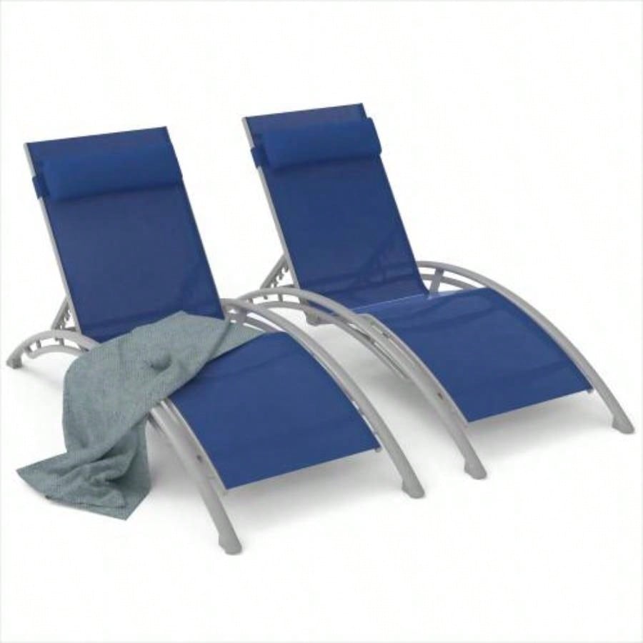 Pool Lounge Chairs Set of 3 - Lake Blue 2 Lounge Chairs+1 Table