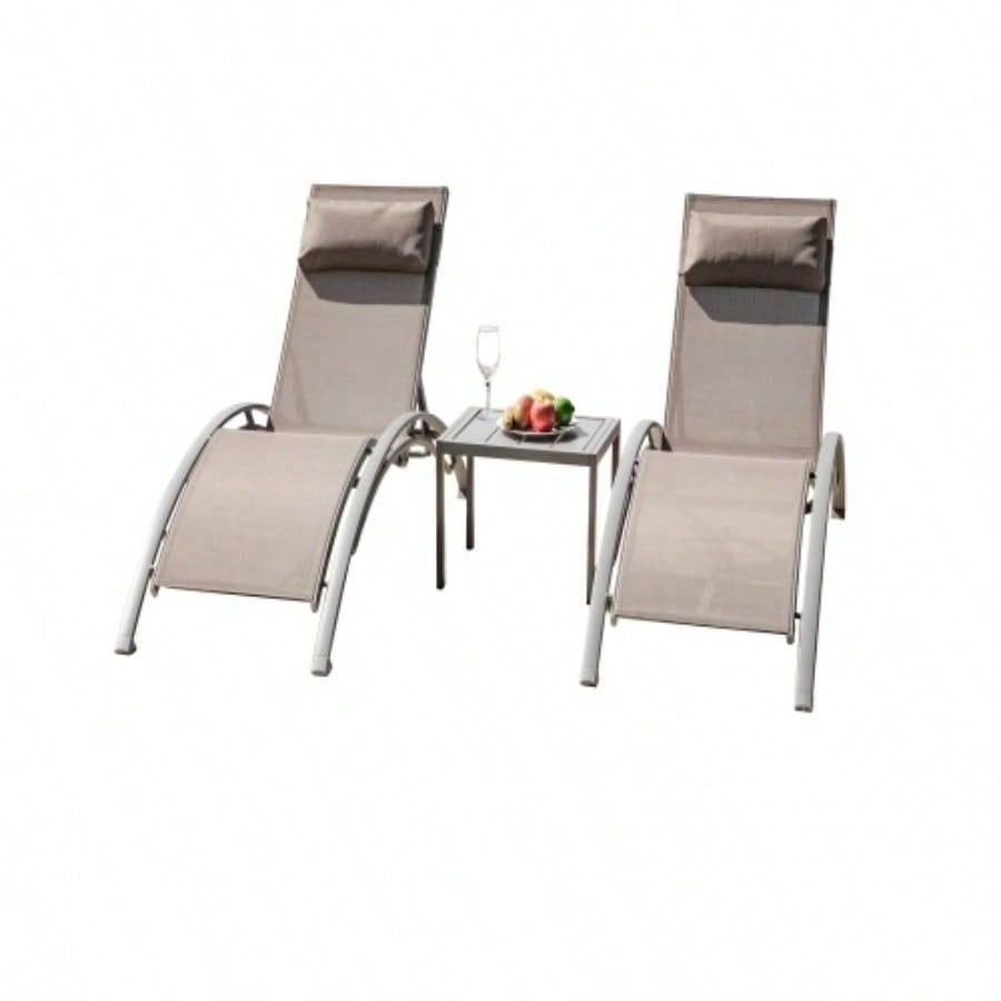 Pool Lounge Chairs Set of 3 - Lake Blue 2 Lounge Chairs+1 Table