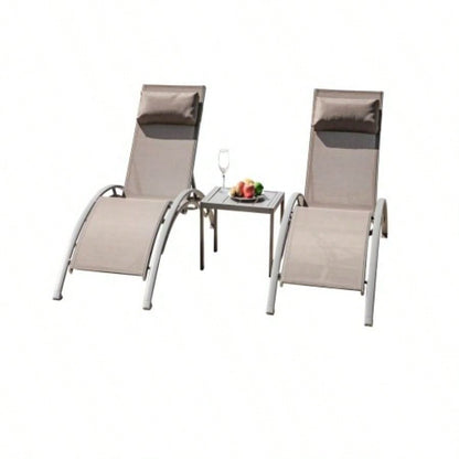 Pool Lounge Chairs Set of 3 - Lake Blue 2 Lounge Chairs+1 Table