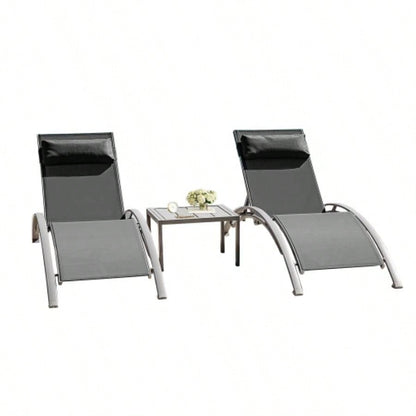 Pool Lounge Chairs Set of 3 - Lake Blue 2 Lounge Chairs+1 Table