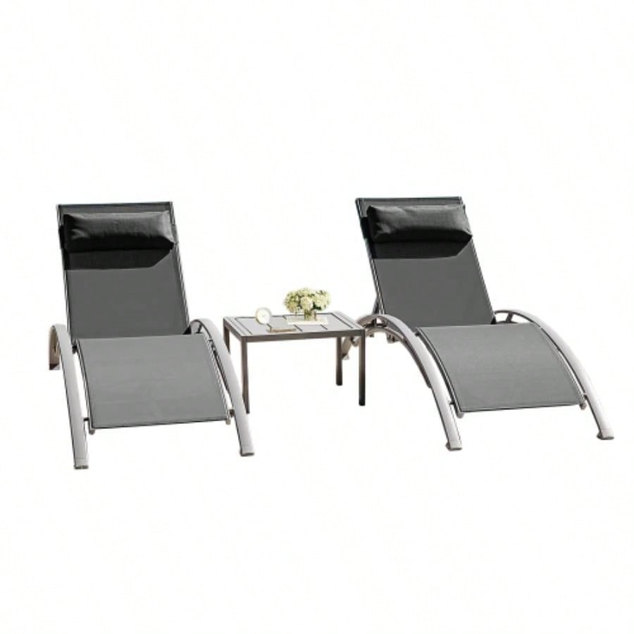 Pool Lounge Chairs Set of 3 - Lake Blue 2 Lounge Chairs+1 Table