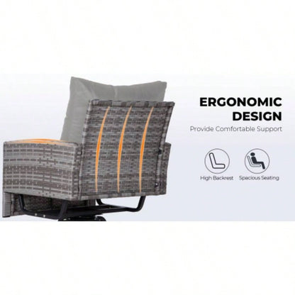 3 - Piece Wicker Patio Furniture Set Rattan Swivel Chairs with Coffee Table, Outdoor Seating Porch, Balcony, Garden Wicker/ Cushions