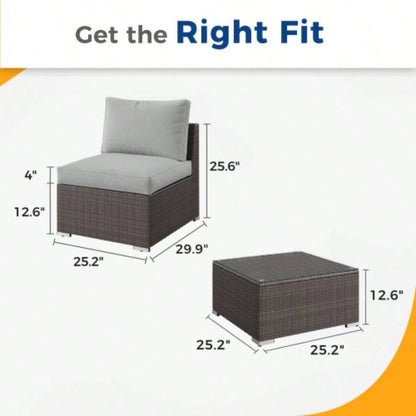 2 Pieces Patio Furniture Sets with Coffee Table PE rattan Resistance -