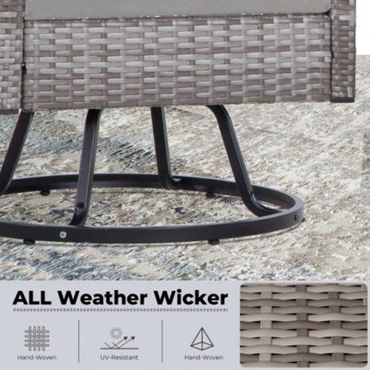 3 - Piece Wicker Patio Furniture Set Rattan Swivel Chairs with Coffee Table, Outdoor Seating Porch, Balcony, Garden Wicker/ Cushions