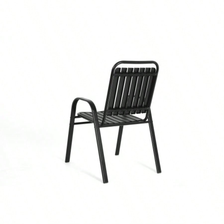 5 - Piece Plastic chair and steel table Outdoor Dining Set, plastic Chairs and Table Set Garden Patio, Black