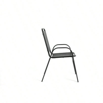 5 - Piece Plastic chair and steel table Outdoor Dining Set, plastic Chairs and Table Set Garden Patio, Black