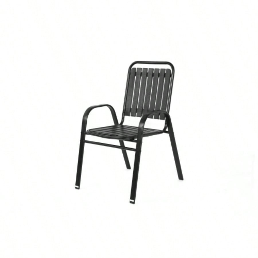 5 - Piece Plastic chair and steel table Outdoor Dining Set, plastic Chairs and Table Set Garden Patio, Black