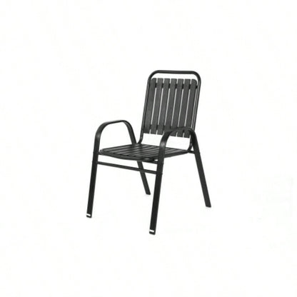5 - Piece Plastic chair and steel table Outdoor Dining Set, plastic Chairs and Table Set Garden Patio, Black