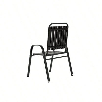5 - Piece Plastic chair and steel table Outdoor Dining Set, plastic Chairs and Table Set Garden Patio, Black