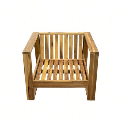 USTYLE Acacia Wood Outdoor Lounge Set - Chair and Ottoman with Removable Cushions, All - Weather Outdoor Chaise Lounge/Daybed, Patios, Balconies, and Gardens