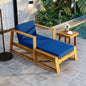 USTYLE Acacia Wood Outdoor Lounge Set - Chair and Ottoman with Removable Cushions, All - Weather Outdoor Chaise Lounge/Daybed, Patios, Balconies, and Gardens