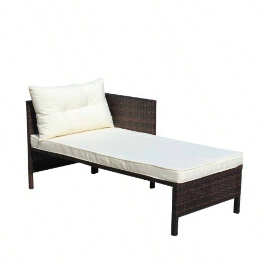 Outdoor patio Furniture sets 3 piece Conversation set wicker Ratten Sectional Sofa With CushionsBeige Cushion