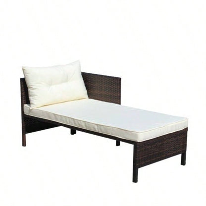 Outdoor patio Furniture sets 3 piece Conversation set wicker Ratten Sectional Sofa With CushionsBeige Cushion