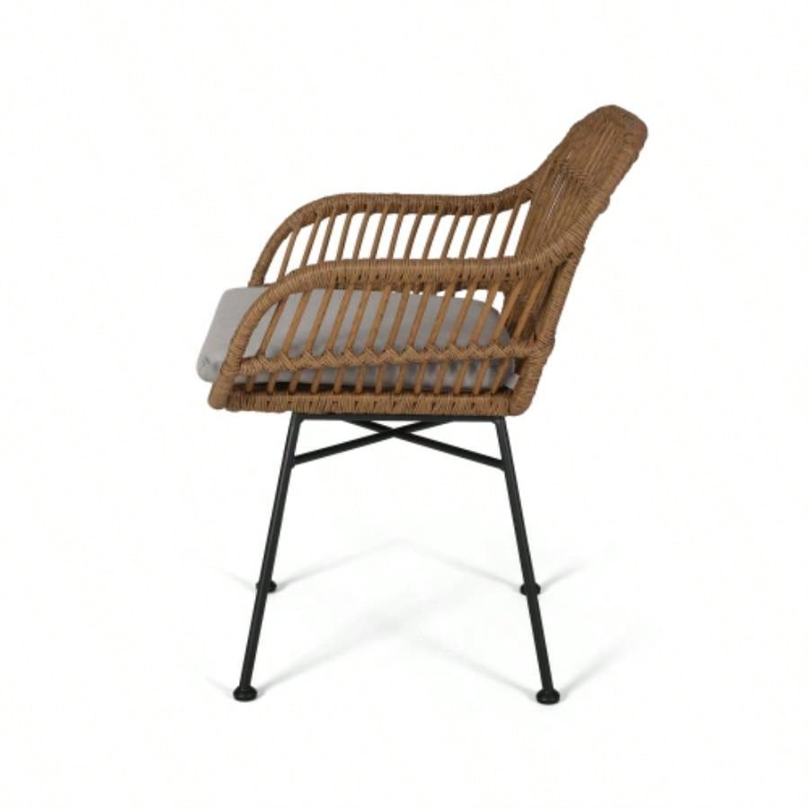 Rodney Woven Faux Rattan Chairs with Cushions Set of 2