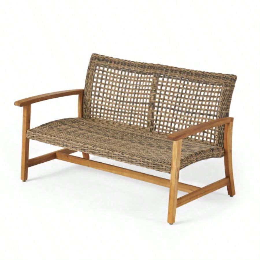 HAMPTON WOOD+ WICKER LOVESEAT