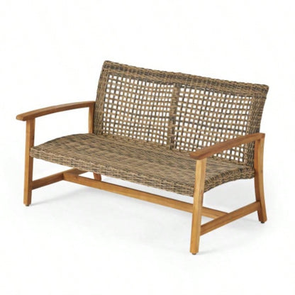 HAMPTON WOOD+ WICKER LOVESEAT