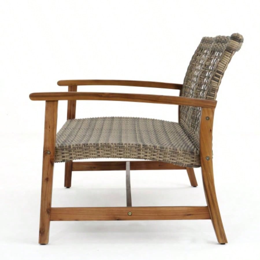 HAMPTON WOOD+ WICKER LOVESEAT