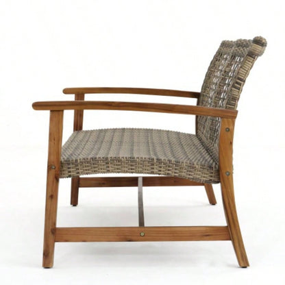 HAMPTON WOOD+ WICKER LOVESEAT