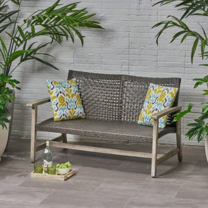 HAMPTON WOOD+ WICKER LOVESEAT