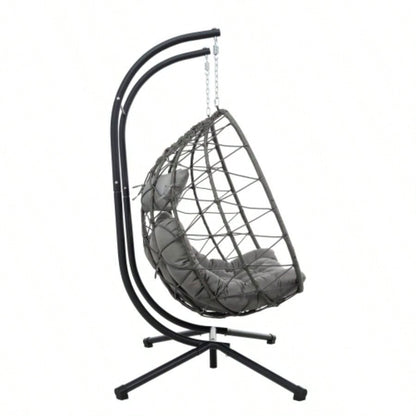 2 Persons Chair with Stand Indoor Outdoor Swing Chair Patio Wicker Hanging Chair Hanging Basket Chair with Stand Bedroom Living Room Balcony