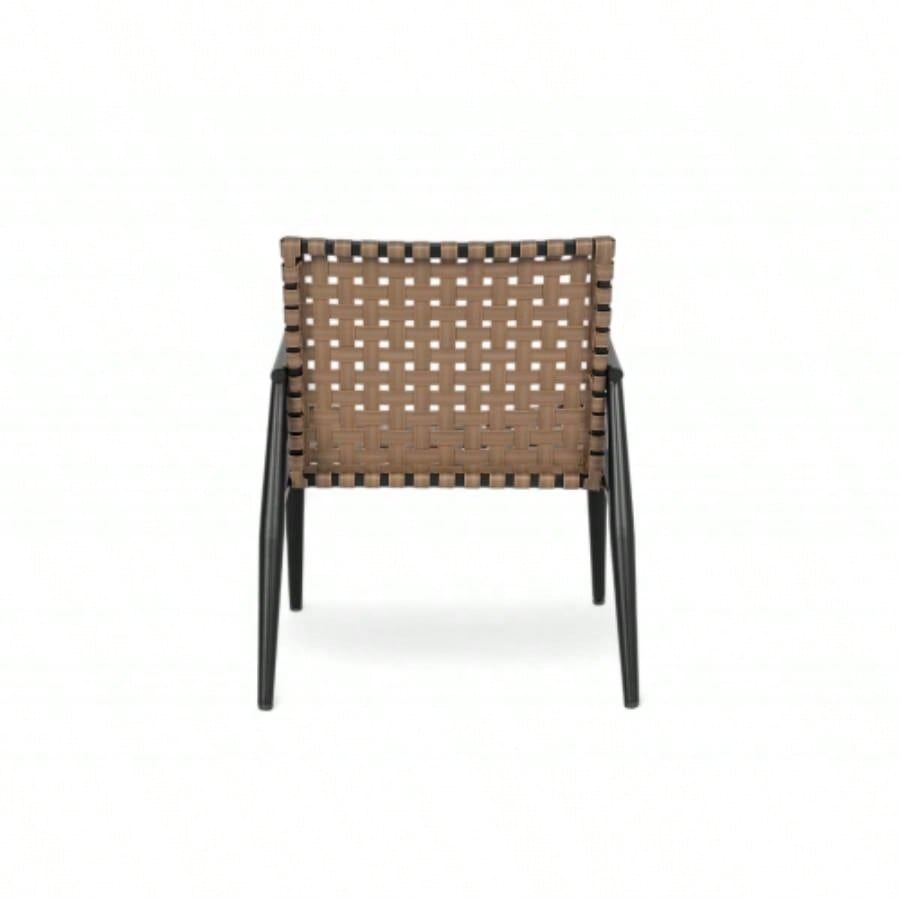 Modern Outdoor Chat Set: 2 PE Rattan Chairs+ Black Steel Tempered Glass Side Table - Durable Stylish