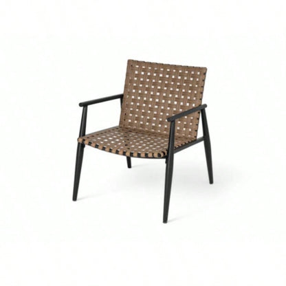 Modern Outdoor Chat Set: 2 PE Rattan Chairs+ Black Steel Tempered Glass Side Table - Durable Stylish