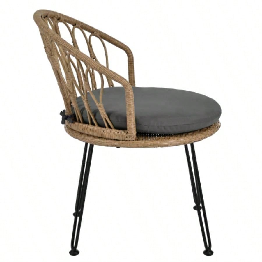 USTYLE Outdoor Leisure Set, 2 Rattan Single Chairs with A Glass Round Table, Perfectly Suited Patios, Balconies, and Courtyards