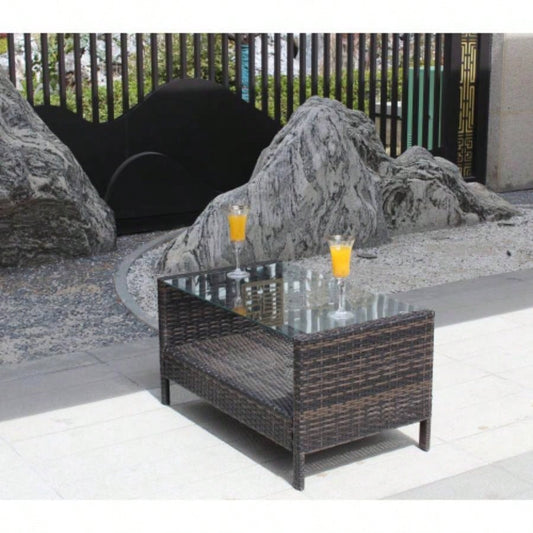 Outdoor patio Furniture Coffee Table with tempered glass