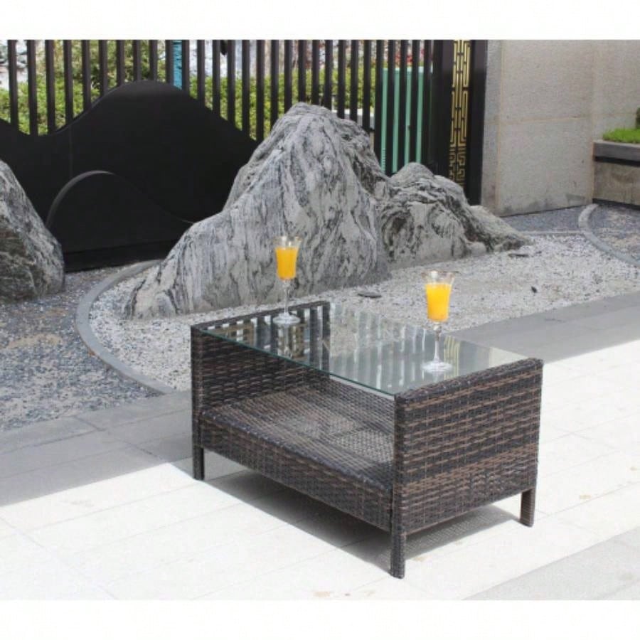 Outdoor patio Furniture Coffee Table with tempered glass