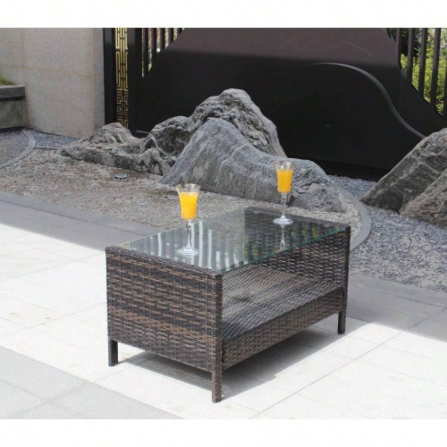 Outdoor patio Furniture Coffee Table with tempered glass