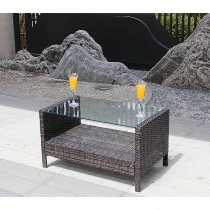 Outdoor patio Furniture Coffee Table with tempered glass
