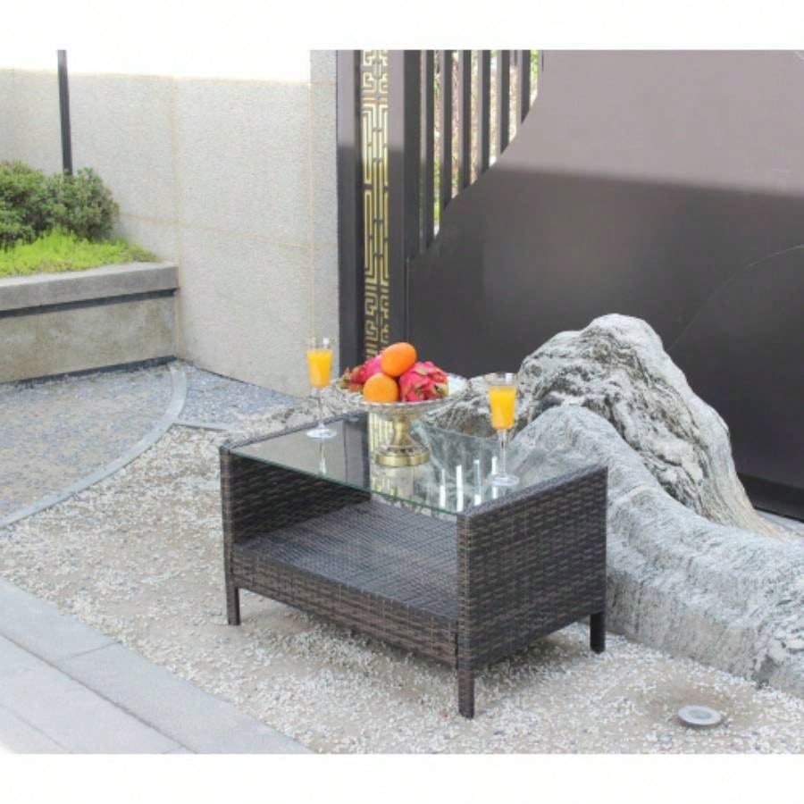 Outdoor patio Furniture Coffee Table with tempered glass