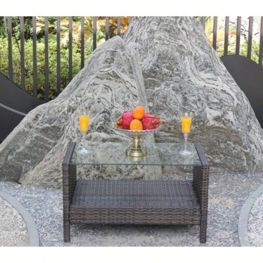 Outdoor patio Furniture Coffee Table with tempered glass