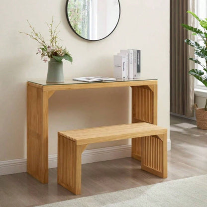 Dining and Table, Pine Indoor Wood Entryway, Living Room, Kitchen and Bedroom Table and Set Nature, Long TableTempered glass Included