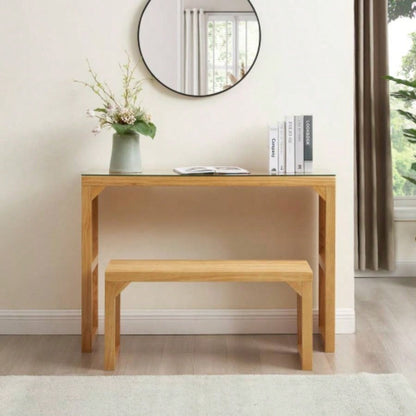 Dining and Table, Pine Indoor Wood Entryway, Living Room, Kitchen and Bedroom Table and Set Nature, Long TableTempered glass Included