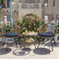 USTYLE Outdoor Leisure Set, 2 Rattan Single Chairs with A Glass Round Table, Perfectly Suited Patios, Balconies, and Courtyards