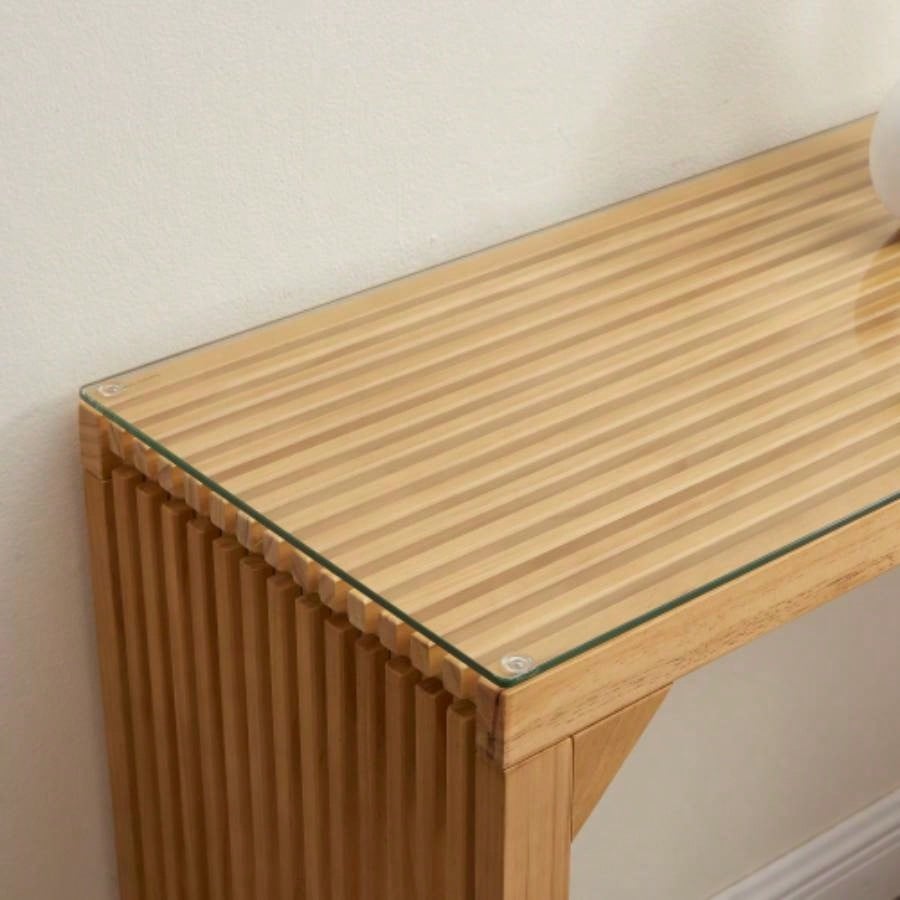 Dining and Table, Pine Indoor Wood Entryway, Living Room, Kitchen and Bedroom Table and Set Nature, Long TableTempered glass Included