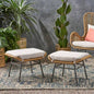 Montana Faux Rattan Outdoor Patio Ottoman with Cushion Set of 2